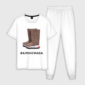 Мужская пижама хлопок с принтом Валенсиаga в Тюмени, 100% хлопок | брюки и футболка прямого кроя, без карманов, на брюках мягкая резинка на поясе и по низу штанин
 | balenciaga | антитренд | баленсиага