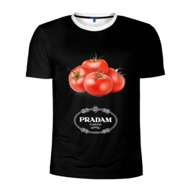 Мужская футболка 3D спортивная с принтом PRADAM в Тюмени, 100% полиэстер с улучшенными характеристиками | приталенный силуэт, круглая горловина, широкие плечи, сужается к линии бедра | антитренд | прада