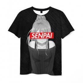 Мужская футболка 3D с принтом Anime (Senpai 5) в Тюмени, 100% полиэфир | прямой крой, круглый вырез горловины, длина до линии бедер | ahegao | anime | manga | sempai | senpai | аниме | ахегао | манга | семпай | сенпай