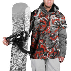 Накидка на куртку 3D с принтом Сколопендры в Тюмени, 100% полиэстер |  | камуфляж | красный | лапки | милитари | многоножка | насекомые | орнжевый | паттрен | серый | сороконожка | узор