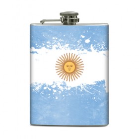 Фляга с принтом Аргентина в Тюмени, металлический корпус | емкость 0,22 л, размер 125 х 94 мм. Виниловая наклейка запечатывается полностью | Тематика изображения на принте: 