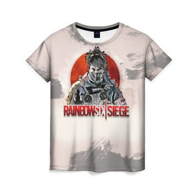 Женская футболка 3D с принтом Rainbow Six: Siege в Тюмени, 100% полиэфир ( синтетическое хлопкоподобное полотно) | прямой крой, круглый вырез горловины, длина до линии бедер | pvp | воин | герой | дым | огонь | оружия | пламя | призрак | снайпер | сражения | тактический | туман | шутер