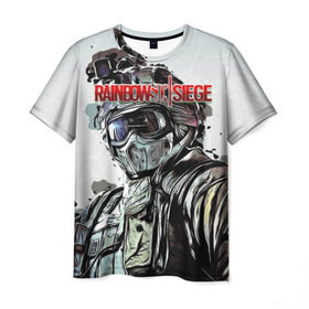 Мужская футболка 3D с принтом Rainbow Six: Siege в Тюмени, 100% полиэфир | прямой крой, круглый вырез горловины, длина до линии бедер | pvp | воин | герой | дым | огонь | оружия | пламя | призрак | снайпер | сражения | тактический | туман | шутер
