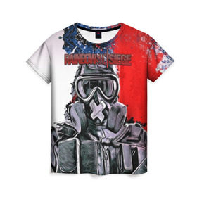Женская футболка 3D с принтом Rainbow Six: Siege в Тюмени, 100% полиэфир ( синтетическое хлопкоподобное полотно) | прямой крой, круглый вырез горловины, длина до линии бедер | pvp | воин | герой | дым | огонь | оружия | пламя | призрак | снайпер | сражения | тактический | туман | шутер