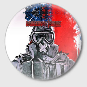 Значок с принтом Rainbow Six: Siege в Тюмени,  металл | круглая форма, металлическая застежка в виде булавки | pvp | воин | герой | дым | огонь | оружия | пламя | призрак | снайпер | сражения | тактический | туман | шутер