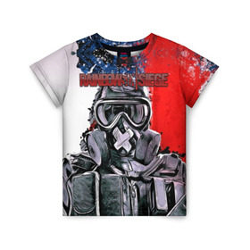 Детская футболка 3D с принтом Rainbow Six: Siege в Тюмени, 100% гипоаллергенный полиэфир | прямой крой, круглый вырез горловины, длина до линии бедер, чуть спущенное плечо, ткань немного тянется | pvp | воин | герой | дым | огонь | оружия | пламя | призрак | снайпер | сражения | тактический | туман | шутер