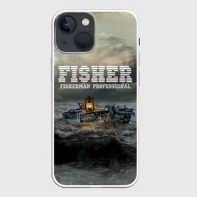 Чехол для iPhone 13 mini с принтом Профессиональный рыбак в Тюмени,  |  | fish | fisher | fisherman | fishman | анорак | костюм для рыбалки | костюм рыбака | лодка | непогода | подарок рыбаку | профессиональный рыбак | рыба | рыбаку | рыбалка | рыбацкая | шторм | шхуна