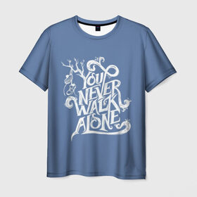 Мужская футболка 3D с принтом You Never Walk Alone в Тюмени, 100% полиэфир | прямой крой, круглый вырез горловины, длина до линии бедер | army | blackpink | bts | btsarmy | exo | jhope | jimin | jin | jungkook | k pop | kpop | mon | monster | rap | suga | wings | бтс