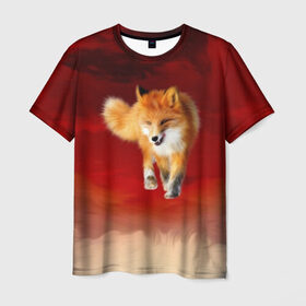 Мужская футболка 3D с принтом Огненная Лиса в Тюмени, 100% полиэфир | прямой крой, круглый вырез горловины, длина до линии бедер | fire fox | firefox | fox | fox say | ylvis   the fox | главное фыр | кицунэ | лиза | лиса | лисичка | мемасики | мемы | огонь | фыр фыр | хитрая лиса | я хочу фырфыр