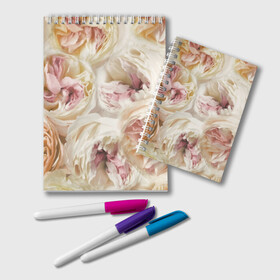 Блокнот с принтом Нежные Пионы в Тюмени, 100% бумага | 48 листов, плотность листов — 60 г/м2, плотность картонной обложки — 250 г/м2. Листы скреплены удобной пружинной спиралью. Цвет линий — светло-серый
 | Тематика изображения на принте: букет | красивый | милый | пион | роза | розовый | розочка | свадебный | флористика | цветок | цветы
