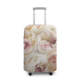 Чехол для чемодана 3D с принтом Нежные Пионы в Тюмени, 86% полиэфир, 14% спандекс | двустороннее нанесение принта, прорези для ручек и колес | букет | красивый | милый | пион | роза | розовый | розочка | свадебный | флористика | цветок | цветы