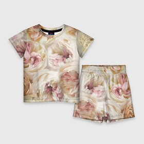 Детский костюм с шортами 3D с принтом Нежные Пионы в Тюмени,  |  | Тематика изображения на принте: букет | красивый | милый | пион | роза | розовый | розочка | свадебный | флористика | цветок | цветы