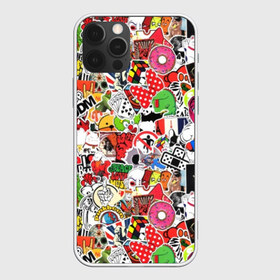 Чехол для iPhone 12 Pro Max с принтом Sticker Bombing в Тюмени, Силикон |  | Тематика изображения на принте: supreme | бантик | газировка | деньги | диски | кола | кости | кубик рубика | мода | молодежный | музыка | мульт | наклейка | остороно | пончики | стикер | суприм | тренд | уточка | хаос | череп