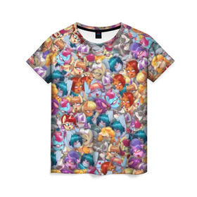 Женская футболка 3D с принтом My Little Pony Ahegao в Тюмени, 100% полиэфир ( синтетическое хлопкоподобное полотно) | прямой крой, круглый вырез горловины, длина до линии бедер | anime | mlp | аниме | ахегао | единорог | лошадь | мультфильм | паттерн | пони | правило 34 | стикербомбинг