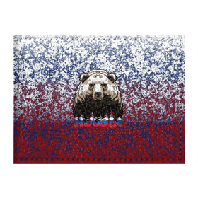 Обложка для студенческого билета с принтом Русский медведь в Тюмени, натуральная кожа | Размер: 11*8 см; Печать на всей внешней стороне | russia | брызги красок | геральдика | медведь россия | надпись russia | надпись россия | российский флаг | россия | русский флаг | символика | триколор | флаг россии | я патриот | я русский