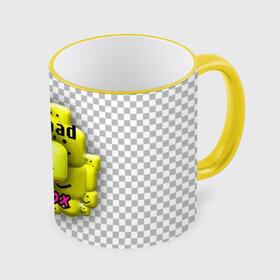 Кружка 3D с принтом badblox в Тюмени, керамика | ёмкость 330 мл | dank | dank memes | distotion | memes | oof | photoshop | roblox | yellow | данк | данк мемы | дисторшн | желтый | жмых | клетка | мемы | роблокс | серый | уф | фотошоп | черный