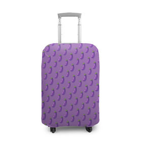 Чехол для чемодана 3D с принтом Баклажановый паттерн в Тюмени, 86% полиэфир, 14% спандекс | двустороннее нанесение принта, прорези для ручек и колес | баклажан | овощи | паттерн | фрукты