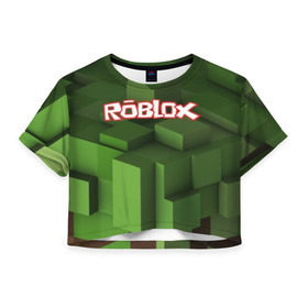 Женская футболка Cropp-top с принтом Roblox в Тюмени, 100% полиэстер | круглая горловина, длина футболки до линии талии, рукава с отворотами | play | roblox | детская | для детей | игра | онлайн | ребенку | роблокс | роболкс | симулятор