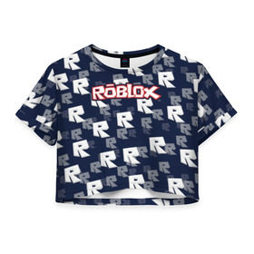 Женская футболка Cropp-top с принтом Roblox в Тюмени, 100% полиэстер | круглая горловина, длина футболки до линии талии, рукава с отворотами | roblox   массовая многопользовательская онлай | ориентированная на детей и подростков в возра