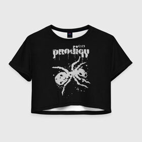 Женская футболка Cropp-top с принтом The Prodigy логотип в Тюмени, 100% полиэстер | круглая горловина, длина футболки до линии талии, рукава с отворотами | 2019 | album | art | break | dance | logo | music | prodigy | брейк | граффити | группа | заставка | лого | логотип | музыка | муравей | новый альбом | обложка альбома | продиджи