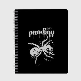 Тетрадь с принтом The Prodigy логотип в Тюмени, 100% бумага | 48 листов, плотность листов — 60 г/м2, плотность картонной обложки — 250 г/м2. Листы скреплены сбоку удобной пружинной спиралью. Уголки страниц и обложки скругленные. Цвет линий — светло-серый
 | 2019 | album | art | break | dance | logo | music | prodigy | брейк | граффити | группа | заставка | лого | логотип | музыка | муравей | новый альбом | обложка альбома | продиджи