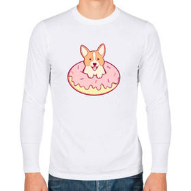 Мужской лонгслив хлопок с принтом Корги Пончик в Тюмени, 100% хлопок |  | Тематика изображения на принте: dog | donut | kawaii | вкусняшка | выпечка | еда | лапочка | милый | мимими | пес | песик | сладкий | собака | щенок