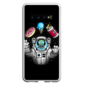 Чехол для Samsung Galaxy S10 с принтом Гомер в космосе в Тюмени, Силикон | Область печати: задняя сторона чехла, без боковых панелей | Тематика изображения на принте: bart | homer | lisa | simpsons | space | барт | гомер | космос | пончик | симпсоны