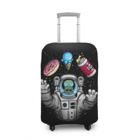 Чехол для чемодана 3D с принтом Гомер в космосе в Тюмени, 86% полиэфир, 14% спандекс | двустороннее нанесение принта, прорези для ручек и колес | bart | homer | lisa | simpsons | space | барт | гомер | космос | пончик | симпсоны