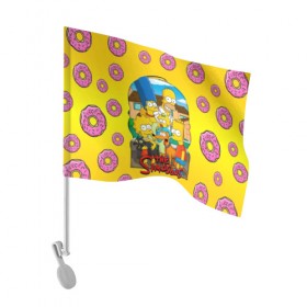 Флаг для автомобиля с принтом Симпсоны (2) в Тюмени, 100% полиэстер | Размер: 30*21 см | bart | homer | lisa | simpsons | барт | гомер | лиза | мардж | пончик | симпсоны