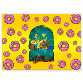 Поздравительная открытка с принтом Симпсоны (3) в Тюмени, 100% бумага | плотность бумаги 280 г/м2, матовая, на обратной стороне линовка и место для марки
 | bart | homer | lisa | simpsons | барт | гомер | лиза | мардж | пончик | симпсоны