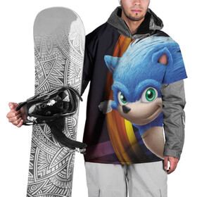 Накидка на куртку 3D с принтом Sonic  в Тюмени, 100% полиэстер |  | Тематика изображения на принте: blue | hedgehog | movie | sonic | ёжик | синий | соник | фильм