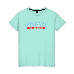Женская футболка хлопок с принтом Соник Ёжик в Тюмени, 100% хлопок | прямой крой, круглый вырез горловины, длина до линии бедер, слегка спущенное плечо | blue | hedgehog | movie | sonic | ёжик | синий | соник | фильм