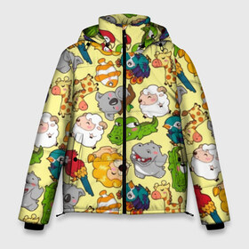Мужская зимняя куртка 3D с принтом Зоопарк в Тюмени, верх — 100% полиэстер; подкладка — 100% полиэстер; утеплитель — 100% полиэстер | длина ниже бедра, свободный силуэт Оверсайз. Есть воротник-стойка, отстегивающийся капюшон и ветрозащитная планка. 

Боковые карманы с листочкой на кнопках и внутренний карман на молнии. | девочке | детская | детям | дочке | животные | жираф | зоопарк | коала | крокодил | лев | мальчику | попугай | разноцветная | ребенку | рыбка