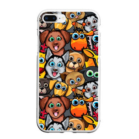 Чехол для iPhone 7Plus/8 Plus матовый с принтом Веселые собаки в Тюмени, Силикон | Область печати: задняя сторона чехла, без боковых панелей | бульдог | голубые глаза | доберман | животные | жирафы | котики | милые | олени | разноцветные | собаки | хаски | яркие