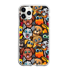 Чехол для iPhone 11 Pro Max матовый с принтом Веселые собаки в Тюмени, Силикон |  | Тематика изображения на принте: бульдог | голубые глаза | доберман | животные | жирафы | котики | милые | олени | разноцветные | собаки | хаски | яркие