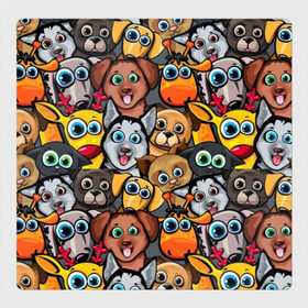 Магнитный плакат 3Х3 с принтом Веселые собаки в Тюмени, Полимерный материал с магнитным слоем | 9 деталей размером 9*9 см | Тематика изображения на принте: бульдог | голубые глаза | доберман | животные | жирафы | котики | милые | олени | разноцветные | собаки | хаски | яркие
