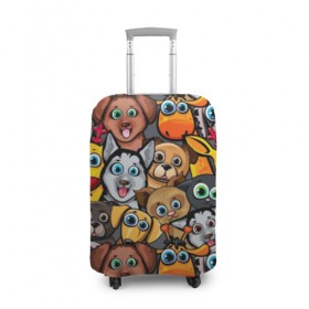 Чехол для чемодана 3D с принтом Веселые собаки в Тюмени, 86% полиэфир, 14% спандекс | двустороннее нанесение принта, прорези для ручек и колес | бульдог | голубые глаза | доберман | животные | жирафы | котики | милые | олени | разноцветные | собаки | хаски | яркие