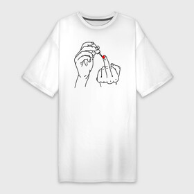 Платье-футболка хлопок с принтом Девушка красит ногти в Тюмени,  |  | жест | контур | лак | линии | маникюр | ноготь | отвали | палец | рука
