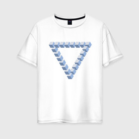 Женская футболка хлопок Oversize с принтом Объемная геометрия в Тюмени, 100% хлопок | свободный крой, круглый ворот, спущенный рукав, длина до линии бедер
 | абстракция | геометрия | иллюзия | тренд | треугольник | треугольники