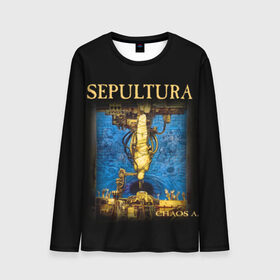 Мужской лонгслив 3D с принтом Sepultura в Тюмени, 100% полиэстер | длинные рукава, круглый вырез горловины, полуприлегающий силуэт | sepultura | грув метал | группы | дэт метал | метал | музыка | рок | трэш метал