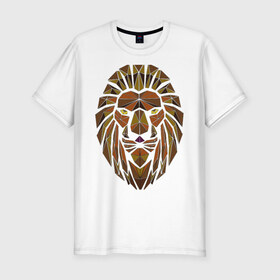 Мужская футболка премиум с принтом King в Тюмени, 92% хлопок, 8% лайкра | приталенный силуэт, круглый вырез ворота, длина до линии бедра, короткий рукав | leo | дикая | король | кот | кошка | лев | мода | молодежь | молодость | охотник | трэнд