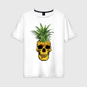 Женская футболка хлопок Oversize с принтом Ананас в Тюмени, 100% хлопок | свободный крой, круглый ворот, спущенный рукав, длина до линии бедер
 | cool | creative | design | fruit | green | hype | new york | pineapple | skull | summer | supreme | vanguard | vegan | авангард | ананас | дизайн | зеленый | креатив | круто | лето | фрукт | хайп | череп