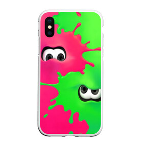 Чехол для iPhone XS Max матовый с принтом Splatoon 2 в Тюмени, Силикон | Область печати: задняя сторона чехла, без боковых панелей | Тематика изображения на принте: booble gum | game | green | nintendo | pink | shooter | splatoon | switch | twitch | битва | брызги | глаза | головоногие | детям | драка | зеленый | игра | краска | краски | нинтендо | оружие | от третьего лица | розовый | стрелялки | шутер