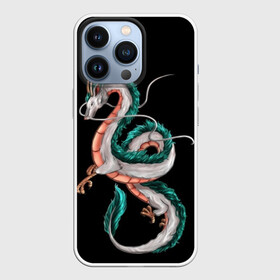 Чехол для iPhone 13 Pro с принтом Дракон Хаку на черном фоне в Тюмени,  |  | аниме | безликий | сэн и таинственное исчезновение тихиро | унесённые призраками | хаку | хаяо миядзаки