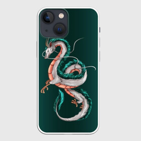 Чехол для iPhone 13 mini с принтом Дракон Хаку зеленый градиент в Тюмени,  |  | Тематика изображения на принте: аниме | безликий | сэн и таинственное исчезновение тихиро | унесённые призраками | хаку | хаяо миядзаки