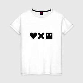 Женская футболка хлопок с принтом LDR в Тюмени, 100% хлопок | прямой крой, круглый вырез горловины, длина до линии бедер, слегка спущенное плечо | death | love death + robots | netflix | robots | любовь | нетфликс | роботы | сериал