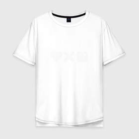 Мужская футболка хлопок Oversize с принтом LDR White в Тюмени, 100% хлопок | свободный крой, круглый ворот, “спинка” длиннее передней части | death | love death + robots | netflix | robots | любовь | нетфликс | роботы | сериал