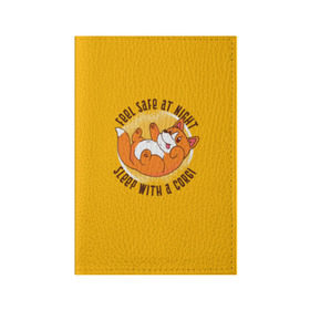 Обложка для паспорта матовая кожа с принтом Милый Корги в Тюмени, натуральная матовая кожа | размер 19,3 х 13,7 см; прозрачные пластиковые крепления | Тематика изображения на принте: corgi | dog | корги | надписи | надпись | с корги | собака | собаки