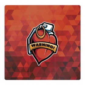 Магнитный плакат 3Х3 с принтом Warning в Тюмени, Полимерный материал с магнитным слоем | 9 деталей размером 9*9 см | cool | grenade | heart | hype | pin | red | vanguard | warning | авангард | граната | красный | круто | любовь | сердце | хайп | чека