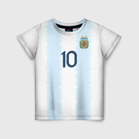 Детская футболка 3D с принтом Messi Copa America 2019 в Тюмени, 100% гипоаллергенный полиэфир | прямой крой, круглый вырез горловины, длина до линии бедер, чуть спущенное плечо, ткань немного тянется | barcelona | champions | league | lionel | messi | spain | барселона | испания | лига | лионель | месси | чемпионов